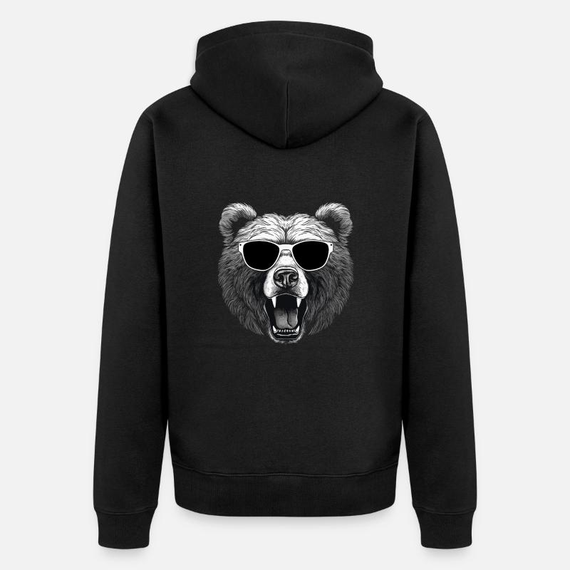 Bär Kopf - Unisex Premium Bio Zip Hoodie - Schwarz
