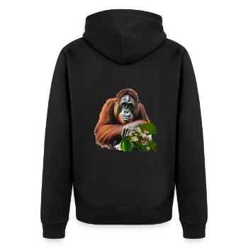 Orangutans often live only in captivity - Unisex Premium Organic Zip Hoodie - black - Back - Nico (187cm)