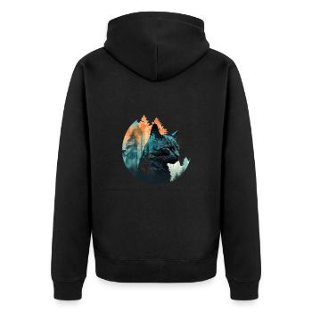 Chat des forêts – La nature en silhouette - Veste à capuche bio Premium Unisexe - noir - Dos - Nico (187cm)