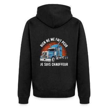 Rien ne me fait peur je suis chauffeur cadeau - Veste à capuche bio Premium Unisexe - noir - Dos - Nico (187cm)