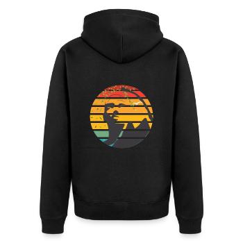 Hangover – Retro Mountaineer Head Silhouette - Unisex Premium Organic Zip Hoodie - black - Back - Nico (187cm)