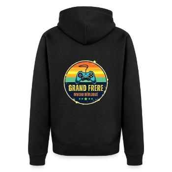 Futur Grand Frère Annonce Naissance Geek Gamer - Veste à capuche bio Premium Unisexe - noir - Dos - Nico (187cm)
