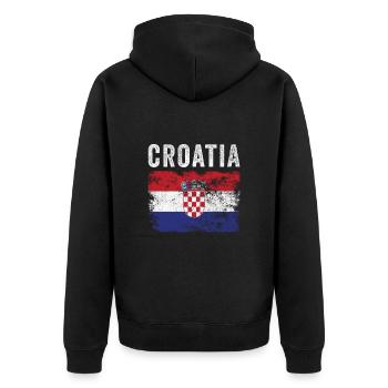 Drapeau croate en détresse - Drapeau croate - Veste à capuche bio Premium Unisexe - noir - Dos - Nico (187cm)