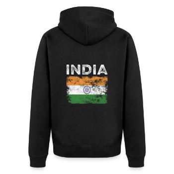 Drapeau de l’Inde en détresse - Drapeau indien - Veste à capuche bio Premium Unisexe - noir - Dos - Nico (187cm)