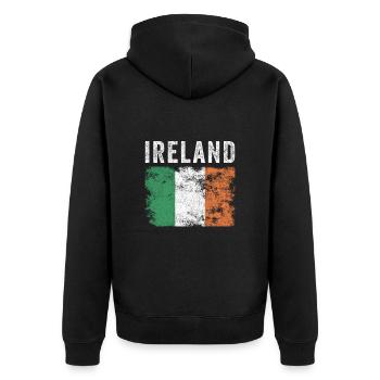 Ireland Flag Distressed - Irish Flag - Unisex Premium Organic Zip Hoodie - black - Back - Nico (187cm)