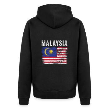Malaysia Flag Distressed Malaysian Flag - Unisex Premium Organic Zip Hoodie - black - Back - Nico (187cm)