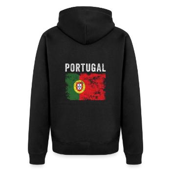 Drapeau du Portugal Drapeau portugais en détresse - Veste à capuche bio Premium Unisexe - noir - Dos - Nico (187cm)