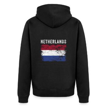Netherlands Flag Distressed - Dutch Flag - Unisex Premium Organic Zip Hoodie - black - Back - Nico (187cm)