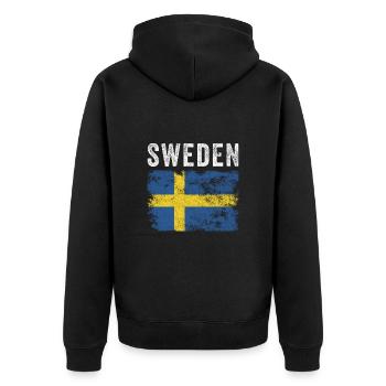 Drapeau suédois en détresse - Drapeau suédois - Veste à capuche bio Premium Unisexe - noir - Dos - Nico (187cm)
