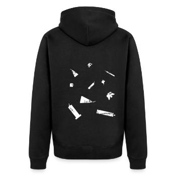 Pyro Collection - Unisex Premium Bio Zip Hoodie - Schwarz - Hinten - Nico (187cm)