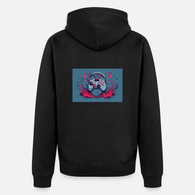 einen Gaming-Controller - Unisex Premium Bio Zip Hoodie - Schwarz