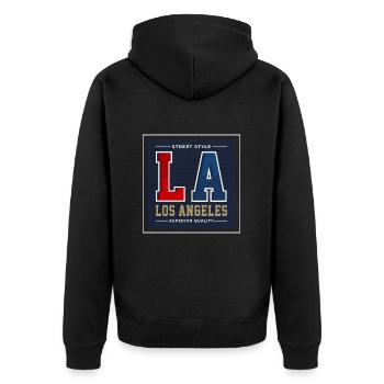 Los Angeles - Unisex Premium Bio Zip Hoodie - Schwarz - Hinten - Nico (187cm)