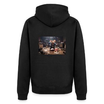 Kinderfreundliche Animationsratte in Musikstudio - Unisex Premium Bio Zip Hoodie - Schwarz - Hinten - Nico (187cm)