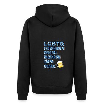 LG Beer October Bavaria - Unisex Premium Organic Zip Hoodie - black - Back - Nico (187cm)