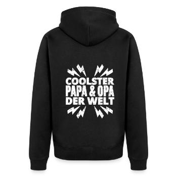 Coolster Opa und Papa der Welt - Unisex Premium Bio Zip Hoodie - Schwarz - Hinten - Nico (187cm)