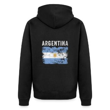 Argentina Flag Distressed Argentine Flag - Unisex Premium Organic Zip Hoodie - black - Back - Nico (187cm)