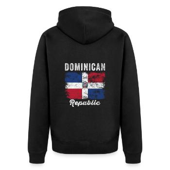 Dominikanische Republik Flagge Verzweifelt - Unisex Premium Bio Zip Hoodie - Schwarz - Hinten - Nico (187cm)
