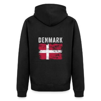 Denmark Flag Distressed - Danish Flag - Unisex Premium Organic Zip Hoodie - black - Back - Nico (187cm)