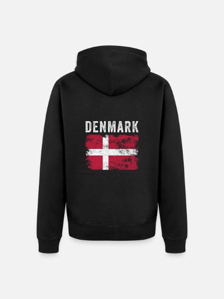 Denmark Flag Distressed - Danish Flag - Unisex Premium Organic Zip Hoodie - black