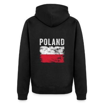 Drapeau polonais en détresse - Drapeau polonais - Veste à capuche bio Premium Unisexe - noir - Dos - Nico (187cm)