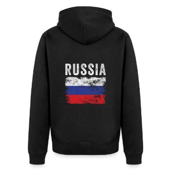 Drapeau russe en détresse - Drapeau russe - Veste à capuche bio Premium Unisexe - noir - Dos - Nico (187cm)