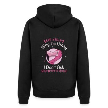 Arrête de te demander pourquoi je suis fou, Flamingo - Veste à capuche bio Premium Unisexe - noir - Dos - Nico (187cm)