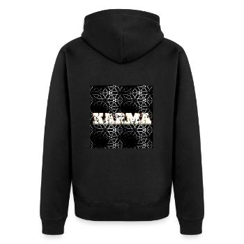 Karma - Abbild - 2023 - Unisex Premium Bio Zip Hoodie - Schwarz - Hinten - Nico (187cm)