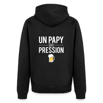Un papy sous pression grand père bière - Veste à capuche bio Premium Unisexe - noir - Dos - Nico (187cm)