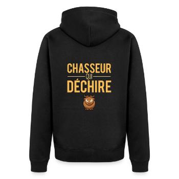 Chasseur qui déchire cadeau papa chasseur - Veste à capuche bio Premium Unisexe - noir - Dos - Nico (187cm)