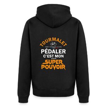 Vélo velo Tourmalet humour cycliste vélo de route - Veste à capuche bio Premium Unisexe - noir - Dos - Nico (187cm)