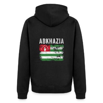 Abkhazia Flag Distressed - Abkhaz Flag - Unisex Premium Organic Zip Hoodie - black - Back - Nico (187cm)
