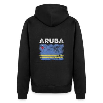 Drapeau d’Aruba en détresse - Drapeau d’Aruba - Veste à capuche bio Premium Unisexe - noir - Dos - Nico (187cm)