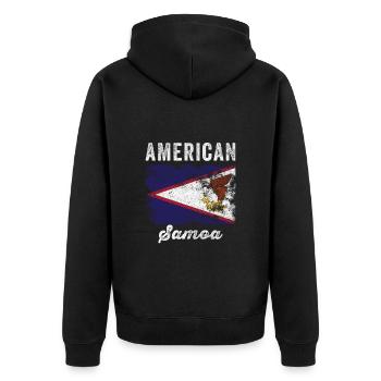 American samoa Flag Distressed - Unisex Premium Organic Zip Hoodie - black - Back - Nico (187cm)