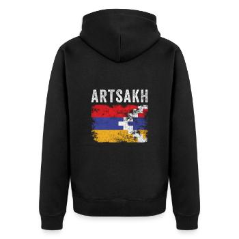 Drapeau de l’Artsakh en détresse - Drapeau de l’Artsakhi - Veste à capuche bio Premium Unisexe - noir - Dos - Nico (187cm)