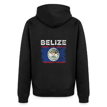 Belize Flag Distressed - Belizean Flag - Unisex Premium Organic Zip Hoodie - black - Back - Nico (187cm)