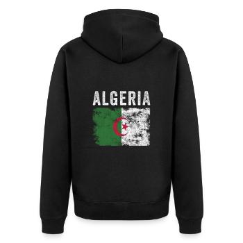 Algeria Flag Distressed - Algerian Flag - Unisex Premium Organic Zip Hoodie - black - Back - Nico (187cm)