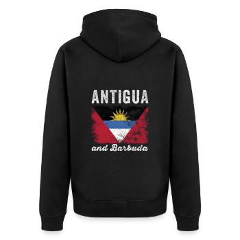 Antigua und Barbuda Flagge verzweifelt - Unisex Premium Bio Zip Hoodie - Schwarz - Hinten - Nico (187cm)