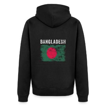 Bangladesh Flag Vintage Bangladeshi Flag - Unisex Premium Organic Zip Hoodie - black - Back - Nico (187cm)