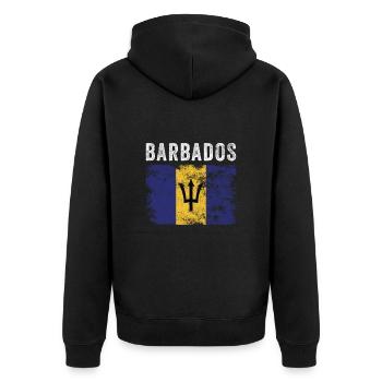 Drapeau de la Barbade Drapeau barbadien en détresse - Veste à capuche bio Premium Unisexe - noir - Dos - Nico (187cm)