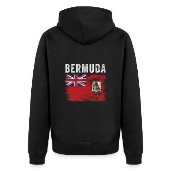Bermuda Flag Distressed - Bermudian Flag - Unisex Premium Organic Zip Hoodie - black - Back - Nico (187cm)