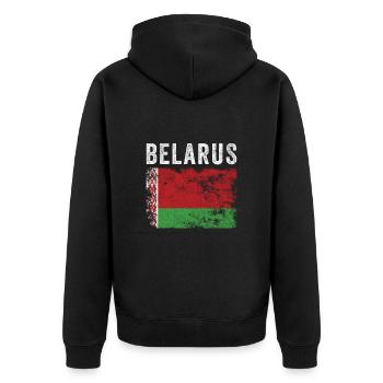Drapeau biélorusse Drapeau biélorusse en détresse - Veste à capuche bio Premium Unisexe - noir - Dos - Nico (187cm)