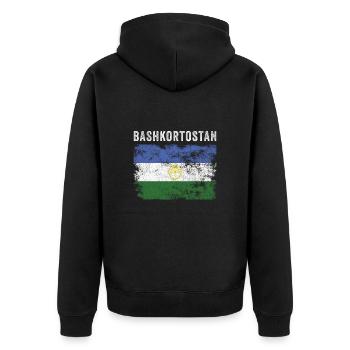 Bashkortostan Flag Vintage Bashkir Flag - Unisex Premium Organic Zip Hoodie - black - Back - Nico (187cm)