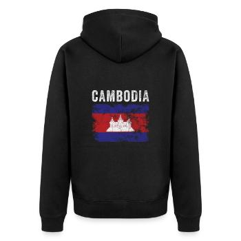 Drapeau du Cambodge Drapeau cambodgien en détresse - Veste à capuche bio Premium Unisexe - noir - Dos - Nico (187cm)
