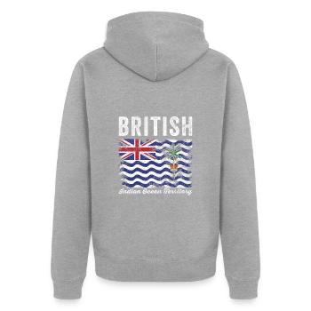 Drapeau du territoire britannique de l’océan Indien - Veste à capuche bio Premium Unisexe - gris chiné - Dos - Nico (187cm)