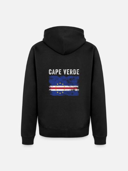 Kapverdische Flagge Distressed - Unisex Premium Bio Zip Hoodie - Schwarz