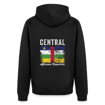 Drapeau de la République centrafricaine en détresse - Veste à capuche bio Premium Unisexe - noir - Dos - Nico (187cm)