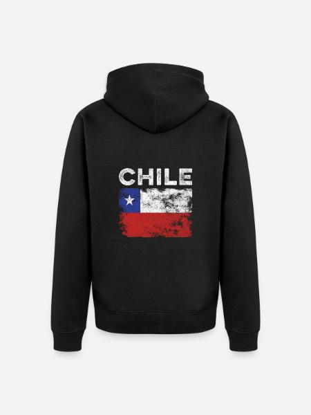 Chile Flag Distressed - Chilean Flag - Unisex Premium Organic Zip Hoodie - black