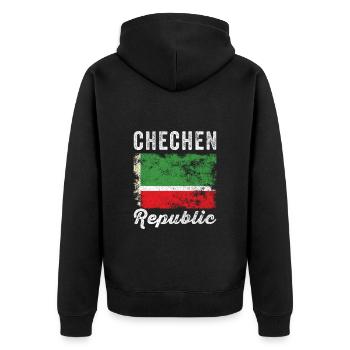 Flagge der Tschetschenischen Republik verzweifelt - Unisex Premium Bio Zip Hoodie - Schwarz - Hinten - Nico (187cm)