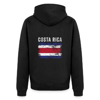 Costa Rica Flagge Vintage Costa Ricanische Flagge - Unisex Premium Bio Zip Hoodie - Schwarz - Hinten - Nico (187cm)