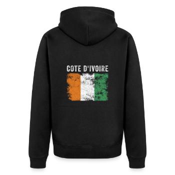 Côte d’Ivoire Drapeau Vintage Drapeau Ivoirien - Veste à capuche bio Premium Unisexe - noir - Dos - Nico (187cm)